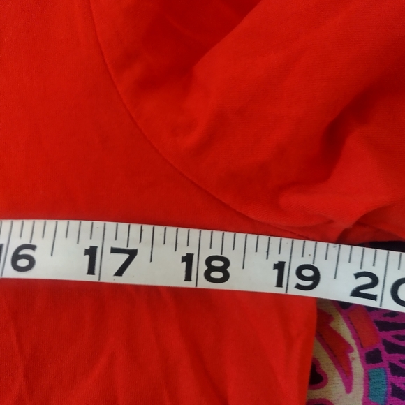 JONES NEW YORK Stretch V Neck Tee in orange with 3/4 sleeves size L - Picture 3 of 3